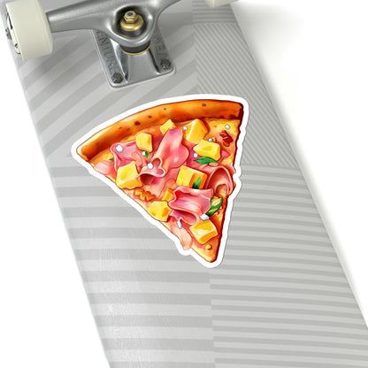 Hawaiian Pizza Sticker, Ham Pineapple Food Slice Art Laptop Decal Vinyl Cute Waterbottle Tumbler Car Waterproof Bumper Wall Clear
