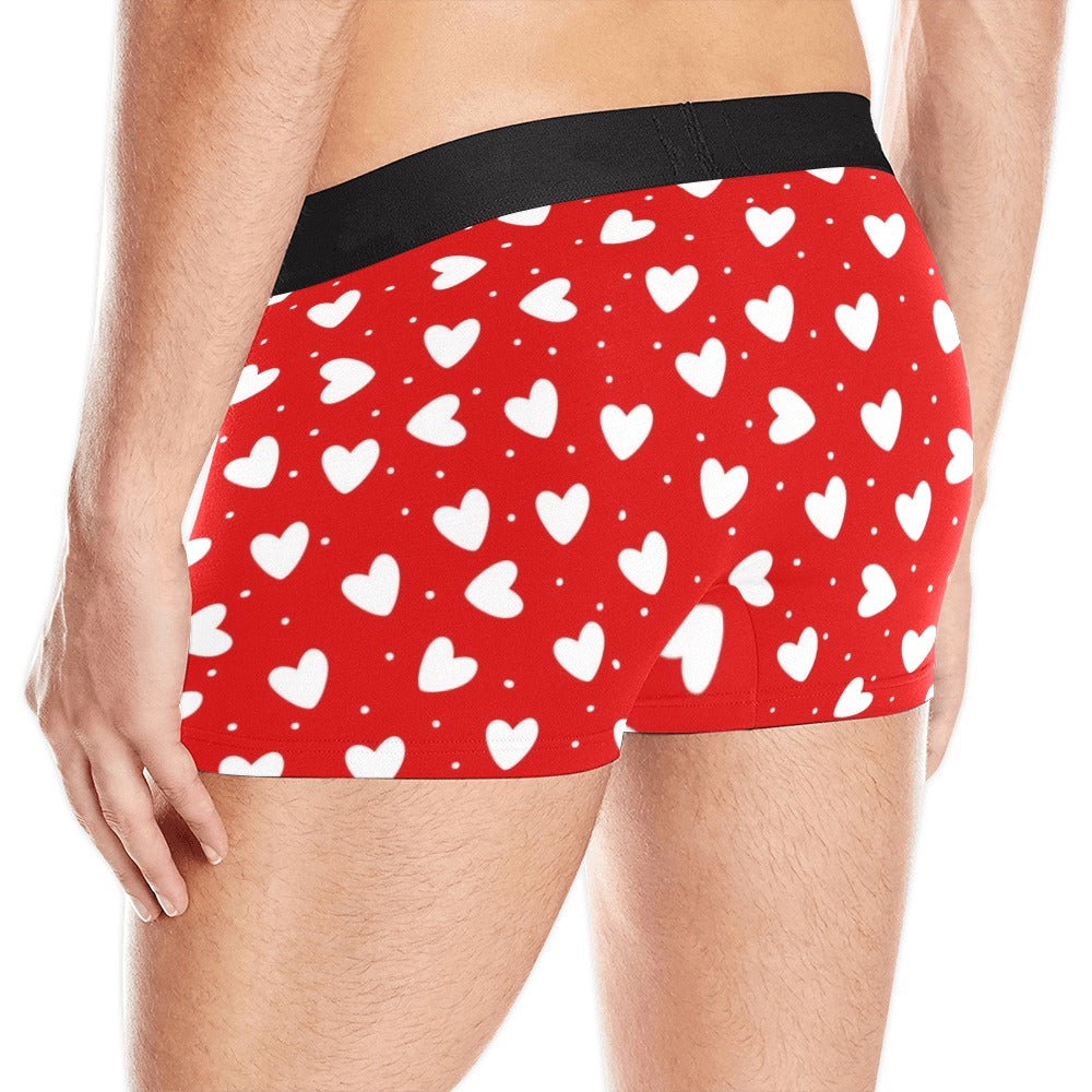 Red Hearts Men Boxer Briefs, Valentine's Day for Him Romantic Print Underwear Pouch Sexy Boyfriend Plus Size Gift Male Honeymoon Birthday Starcove Fashion