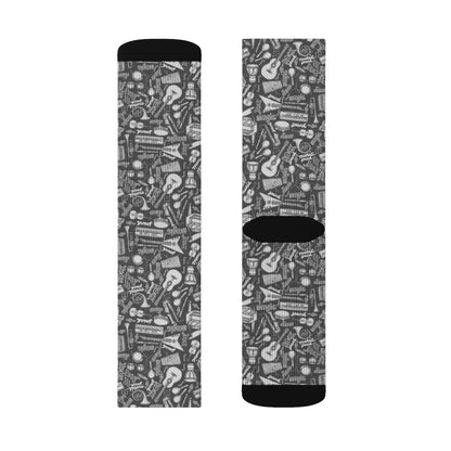 Music Socks, Instruments Rock Jazz Disco Piano Concert Guitar 3D Sublimation Musician Socks Women Men Novelty Cool Funky Crazy Gift Starcove Fashion