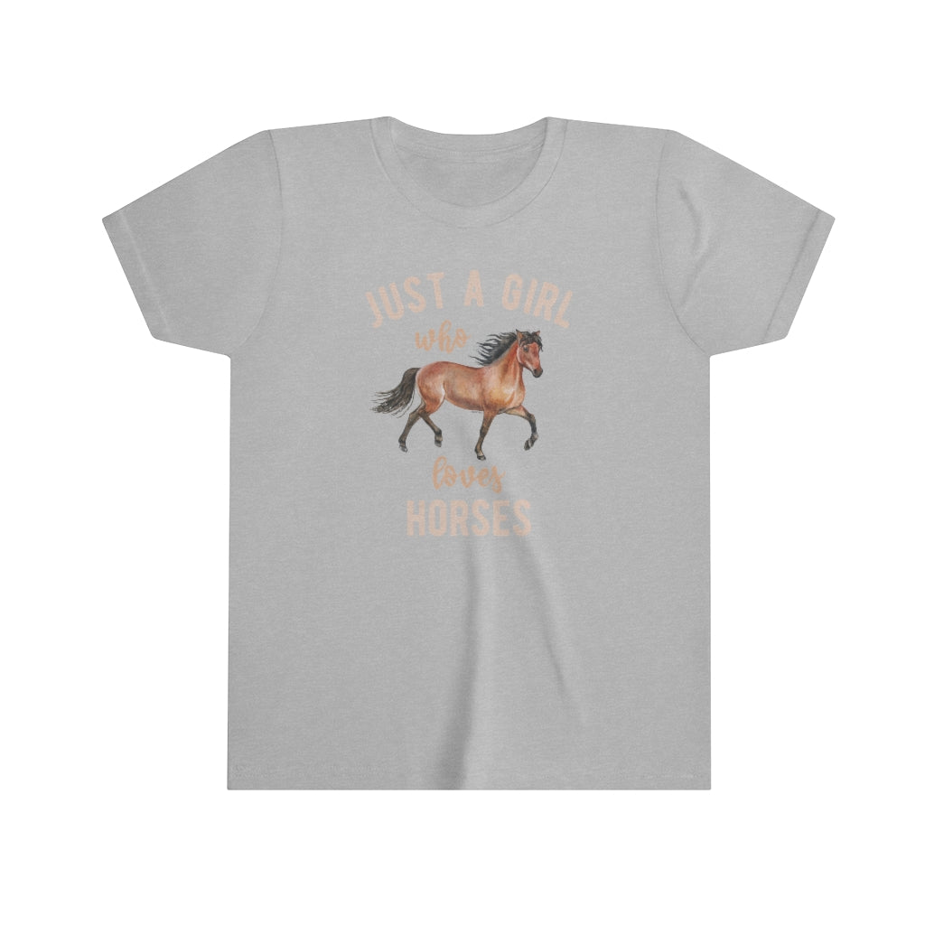 Just a Girl Who Loves Horses Shirt, Cute Horseback Riding Lover Farm Gift Youth Kids Girls Tee Starcove Fashion