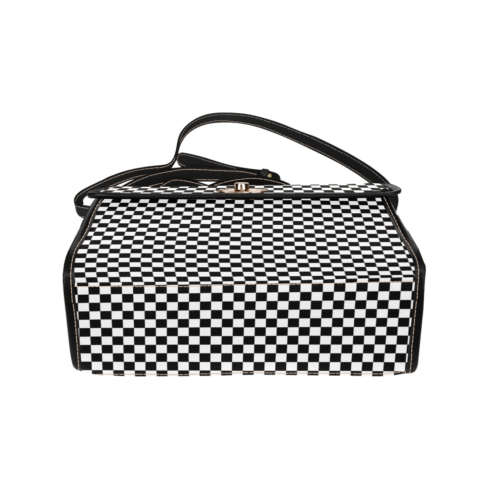 Checkered Satchel Purse bag, Black White Check Checkerboard Small Waterproof Cute Women Crossed Body Vegan Leather Strap Handbag Starcove Fashion