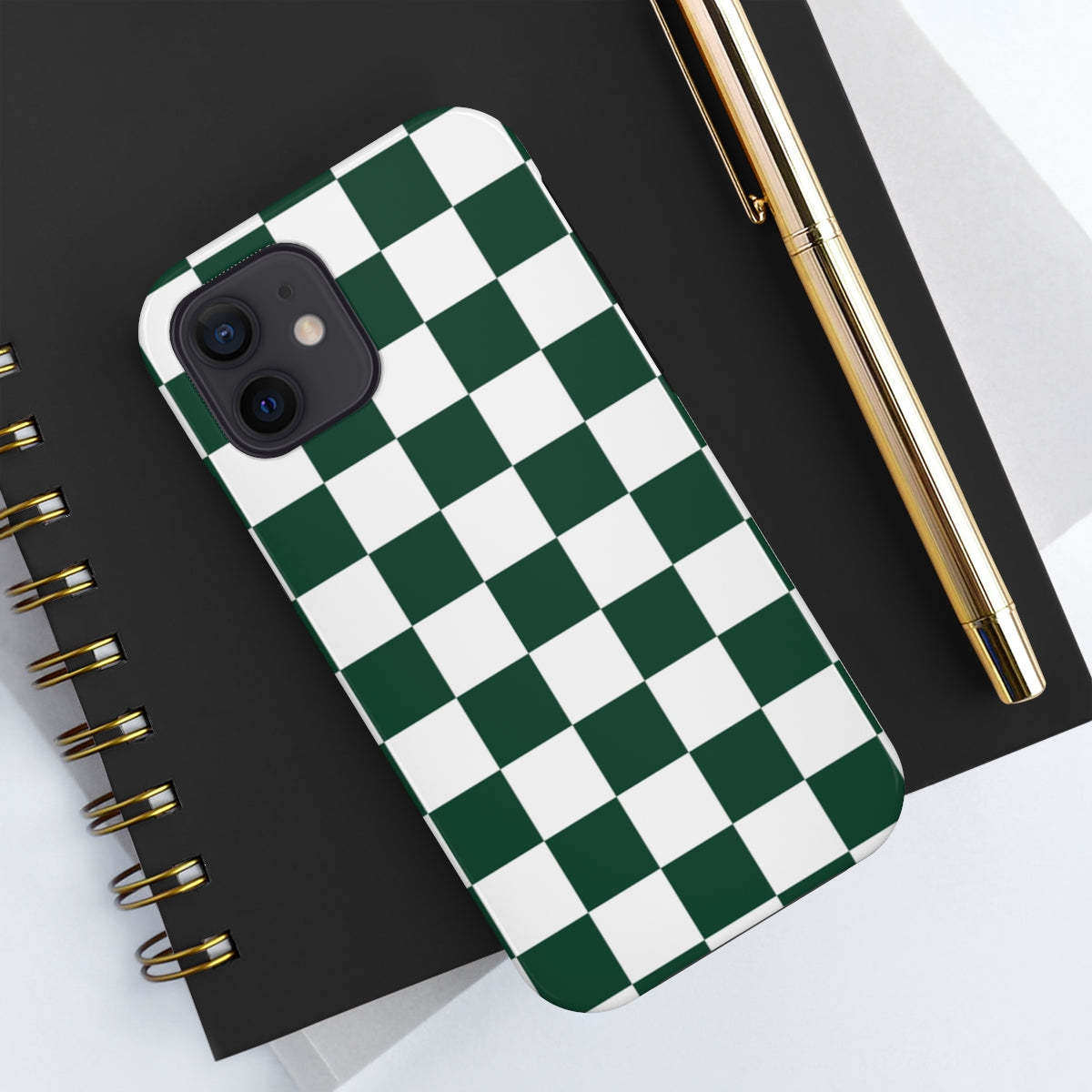Green Diamond Grid Cute Phone Case for iPhone 6, 7, 8, SE 2022, 11, 12, 13,  14, Pro Max, Mini, XS Max, X, XR, and 8 Plus Cover