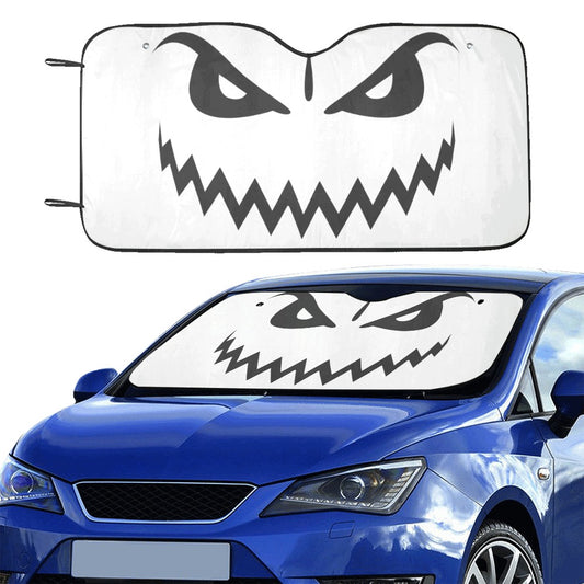 Monster Face Windshield Sun Shade, Evil Angry Horror Goth Halloween Car Accessories Auto Protector Window Visor Screen Decor 55" x 29.53"