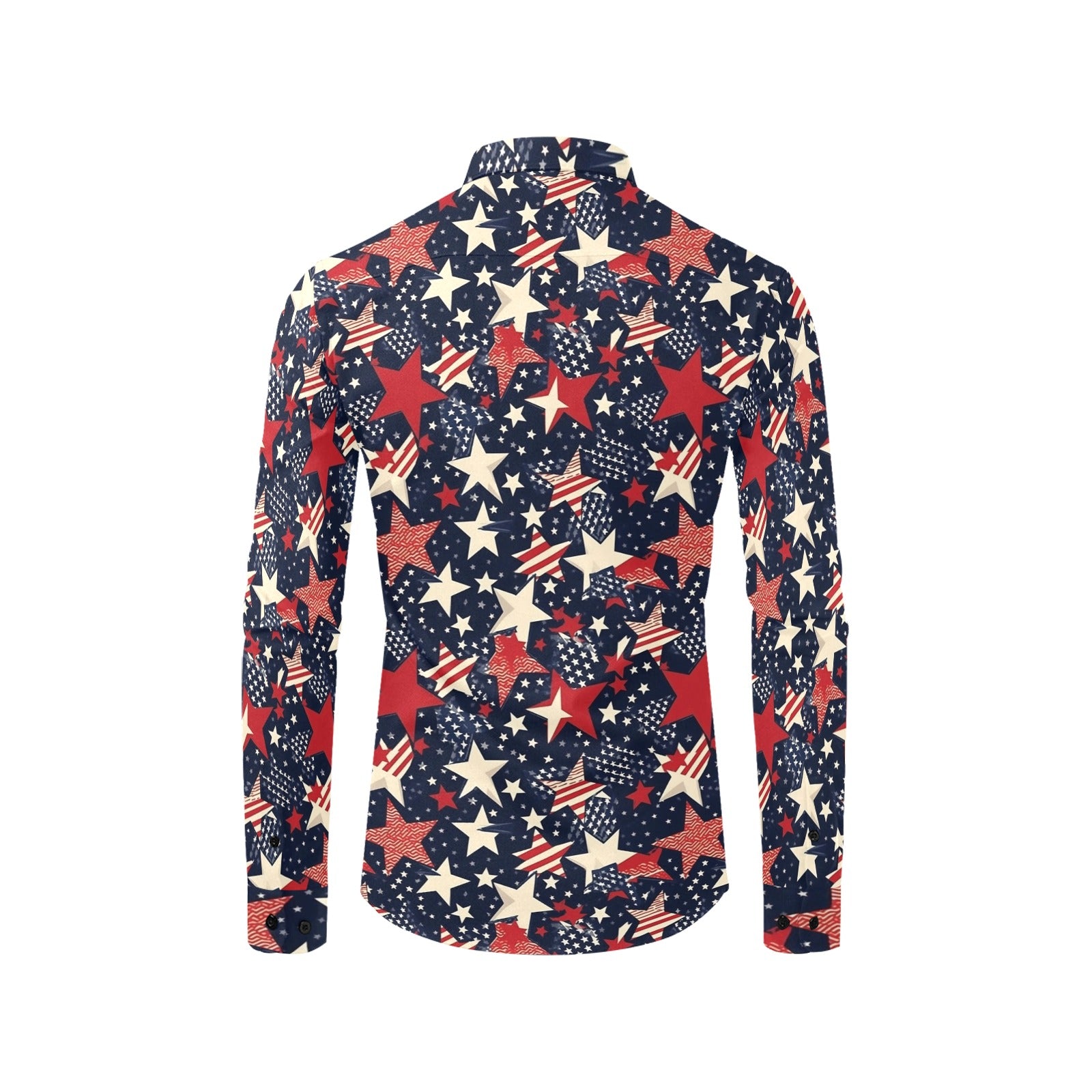 American Stars Long Sleeve Men Button Up Shirt, Patriotic USA Flag Red White Blue Print Buttoned Collar Casual Dress Shirt with Chest Pocket Xs American Stars Long Sleeve Men Button Up Shirt, Patriotic USA Flag Red White Blue Print Buttoned Collar Casual Dress Shirt with Chest Pocket Xs