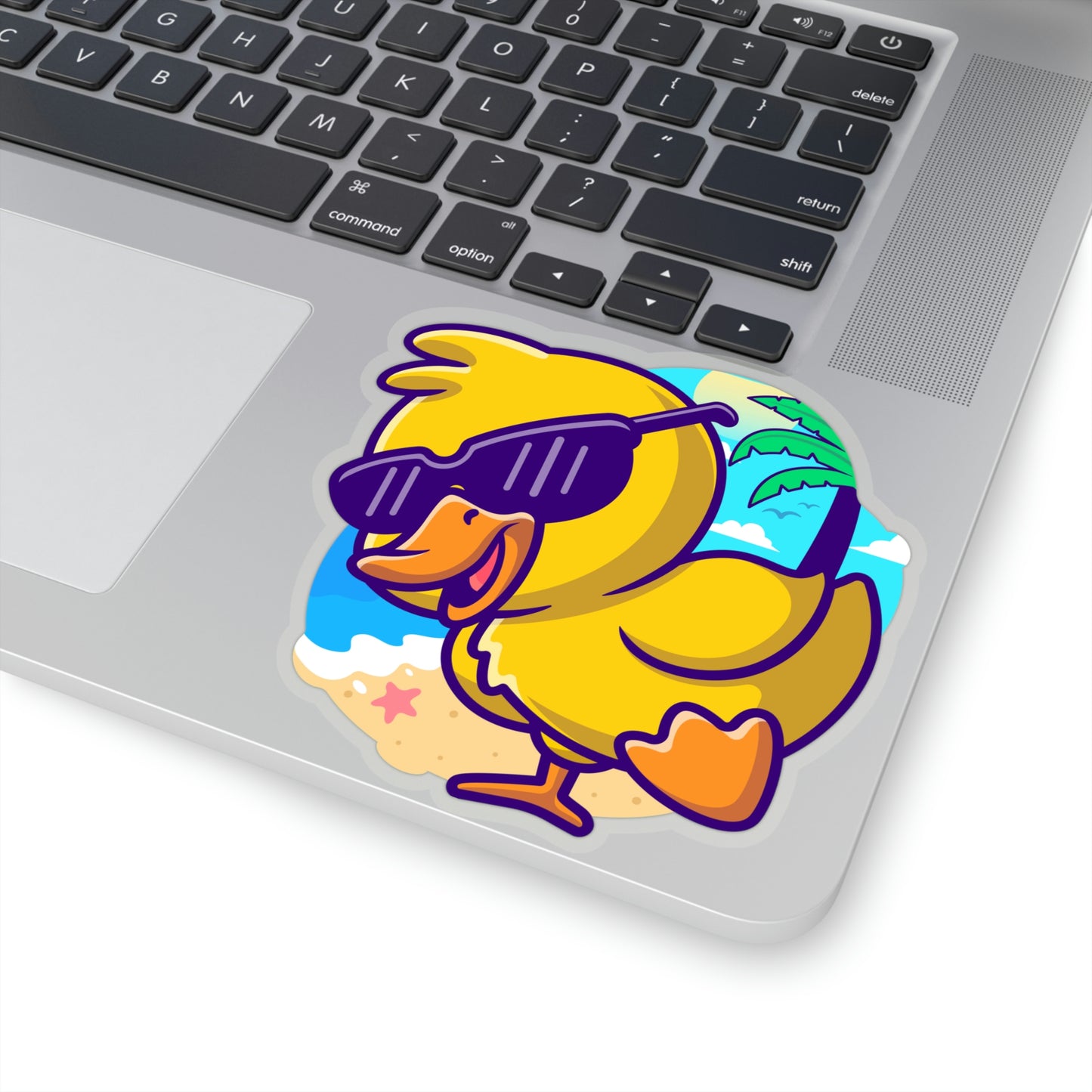 Happy Duck Sticker, Animal Rubber Yellow Laptop Decal Vinyl Cute Waterbottle Tumbler Car Waterproof Bumper Aesthetic Die Cut Wall Starcove Fashion