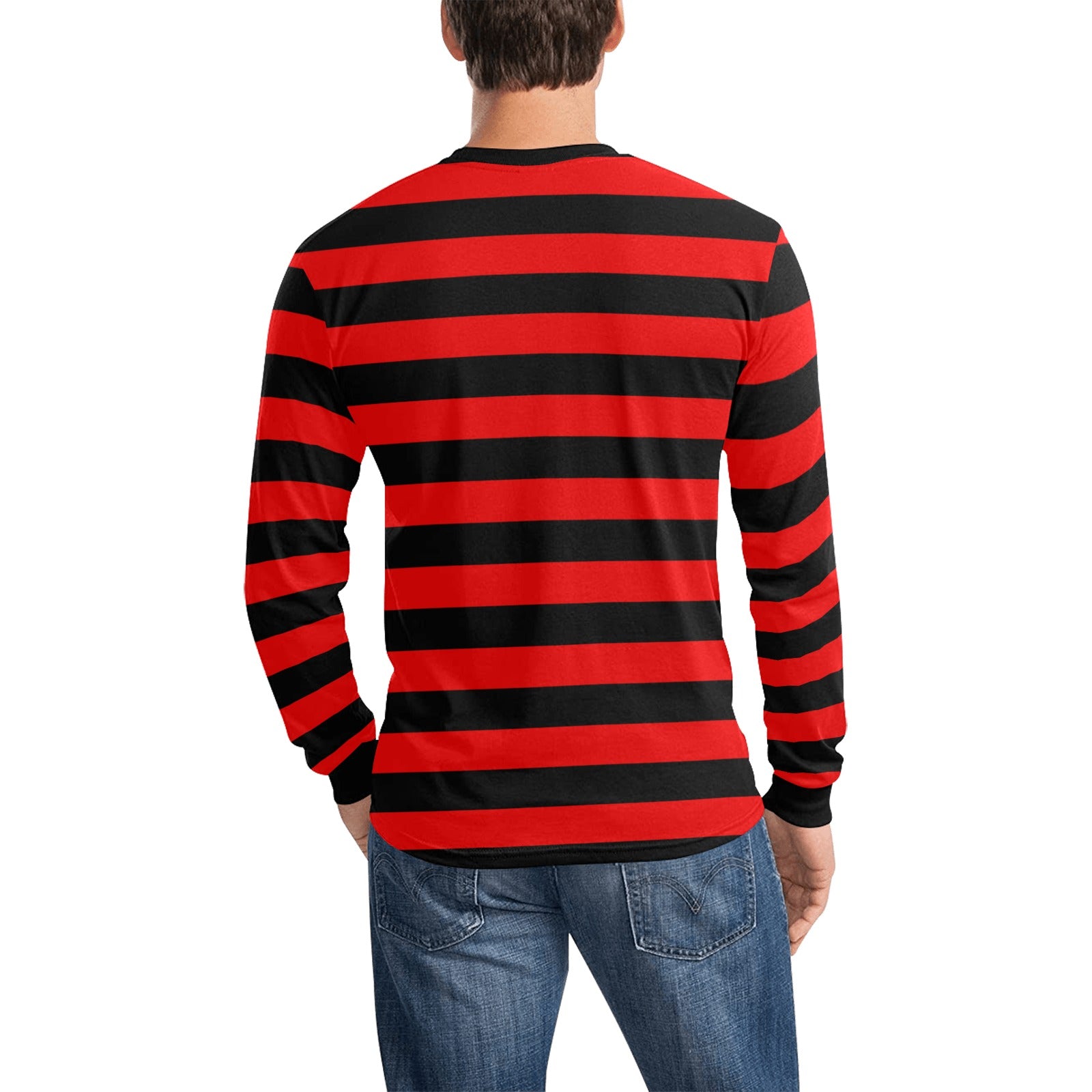 Colonial offentlig Spekulerer Men Long Sleeve Black Red Striped TShirt, Graphic Vintage Retro Stripe –  Starcove Fashion