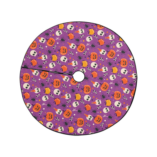 Purple Halloween Tree Skirt, Pumpkins Skulls Christmas Stand Base Small Large Cover Home Decor Decoration All Hallows Eve Party Starcove Fashion