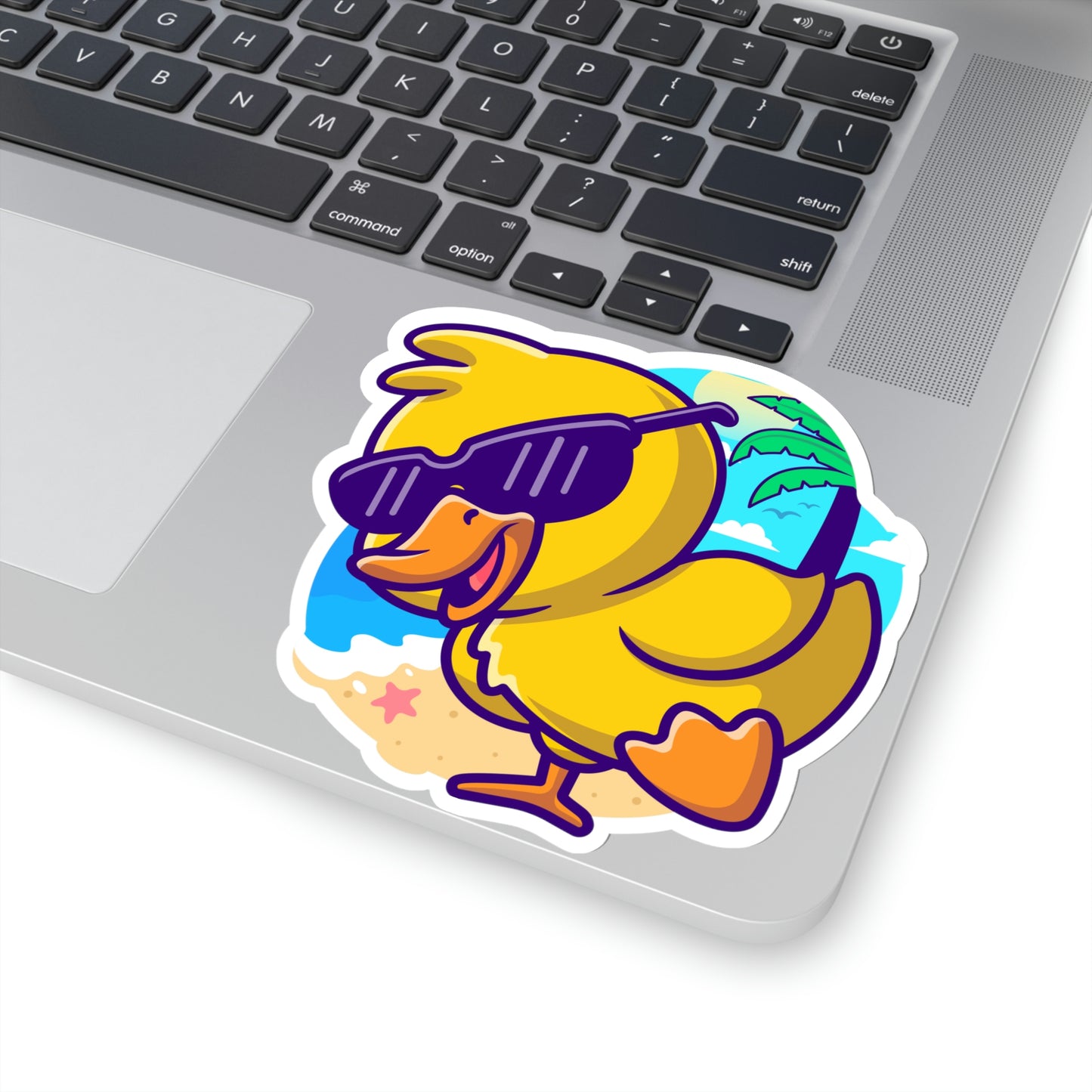 Happy Duck Sticker, Animal Rubber Yellow Laptop Decal Vinyl Cute Waterbottle Tumbler Car Waterproof Bumper Aesthetic Die Cut Wall Starcove Fashion