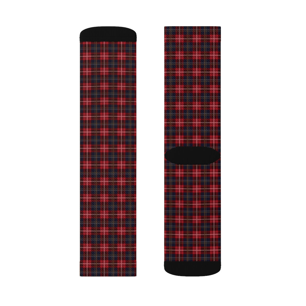 Red Plaid Socks, Tartan Check Crew 3D Sublimation Women Men Funny Fun Novelty Cool Funky Crazy Casual Unique Gift Starcove Fashion