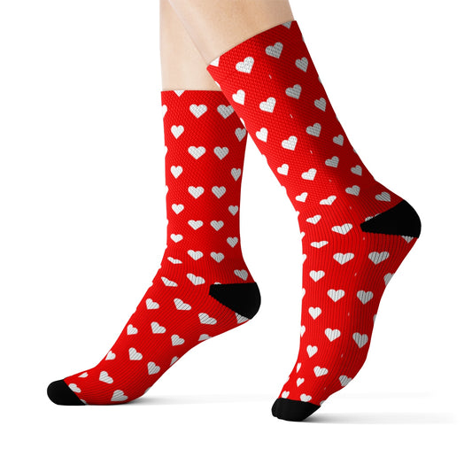 Red Hearts Socks, Valentine's Day Gift 3D Sublimation Cute Love Socks Wedding Couple Anniversary Gift for Her Him Galentine Bestie Men Women Starcove Fashion