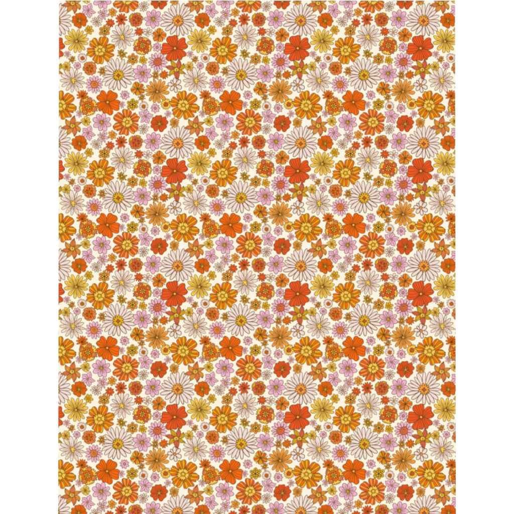 Hippie Flowers Duvet Cover, Groovy Floral Orange Microfiber Full Queen Twin Unique Vibrant Bed Cover Modern Home Bedding Bedroom Décor Starcove Fashion