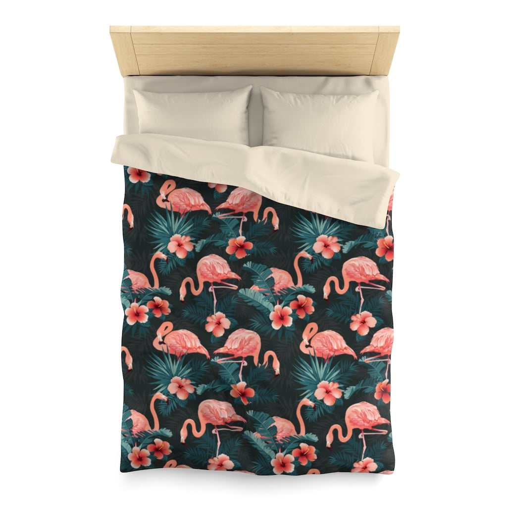 Pink Flamingo Duvet Cover, Tropical Microfiber Full Queen Twin Unique Vibrant Bed Cover Modern Home Bedding Bedroom Décor Starcove Fashion