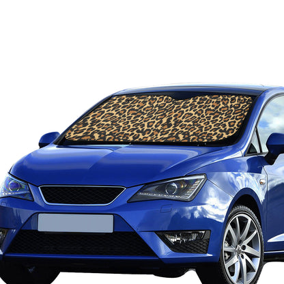 Leopard Print Windshield Sun Shade, Animal Cheetah Car Accessories Auto Cover Protector Window Visor Screen Decor 55" x 29.53"