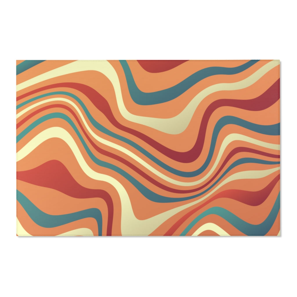 Groovy Wavy Area Rug Carpet, Retro Funky 70s Abstract Home Floor Decor 2x3 4x6 3x5 Designer Room Accent Decorative Patio Mat Starcove Fashion