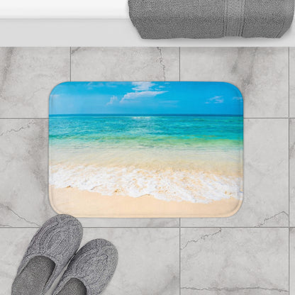 Beach Bath Mat, Ocean Tropical Coastal Memory Foam Cute Shower Bathroom Decor Non Slip Floor Large Small Rug Starcove Fashion