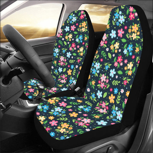 Cute Floral Car Seat Covers for Vehicle 2 pc, Colorful Pretty Flowers Front Car SUV Vans Gift Her Women Girly Truck Protector Accessory Starcove Fashion