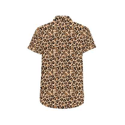 Leopard Short Sleeve Men Button Up Shirt, Animal Cheetah Print Casual Buttoned Down Summer Dress Shirt Gift Collared Starcove Fashion