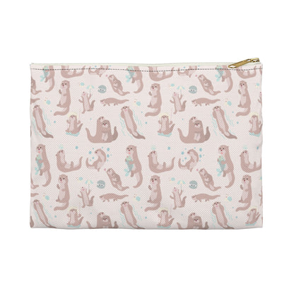 Sea Otter Zip Pouch Bag, Pink Pastel Pencil Makeup Travel Cosmetic Cute Gifts Zippered Coin Purse Accessories Otter Lovers Accessory Starcove Fashion