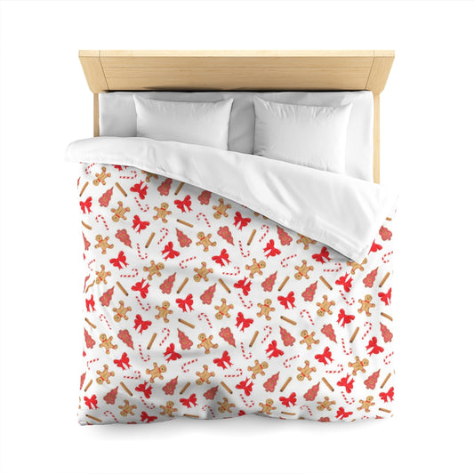 Christmas Duvet Cover, Xmas Gingerbread Candy Cane Holiday Bedding Queen King Full Twin XL Designer Bed Quilt Bedroom Decor Starcove Fashion