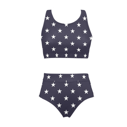 American Stars Sports Bikini Set, Navy USA Blue Patriotic High