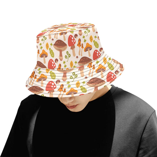Mushroom Bucket Hat, Forest Retro Vintage Festival Cute Cottagecore Women Men Reversible Designer Beach Sun Shade Y2K Cotton Twill Starcove Fashion