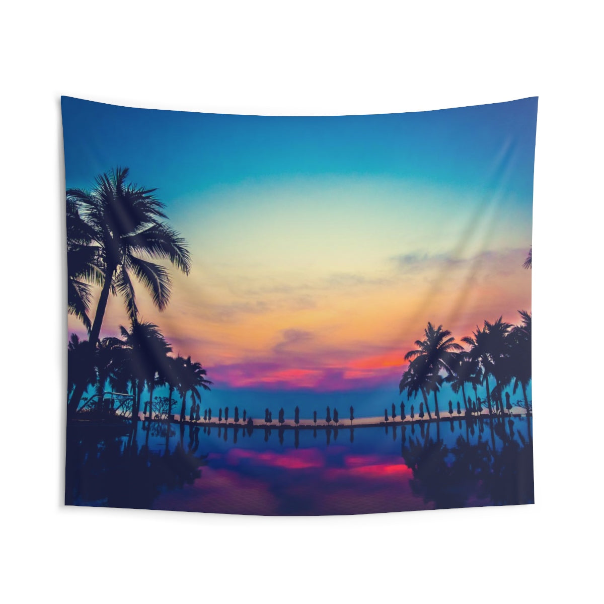 Tropical Palm Trees Pool Tapestry, Sunset Landscape Indoor Wall Art Hanging Tapestries Large Small Decor Home Dorm Room Gift Starcove Fashion