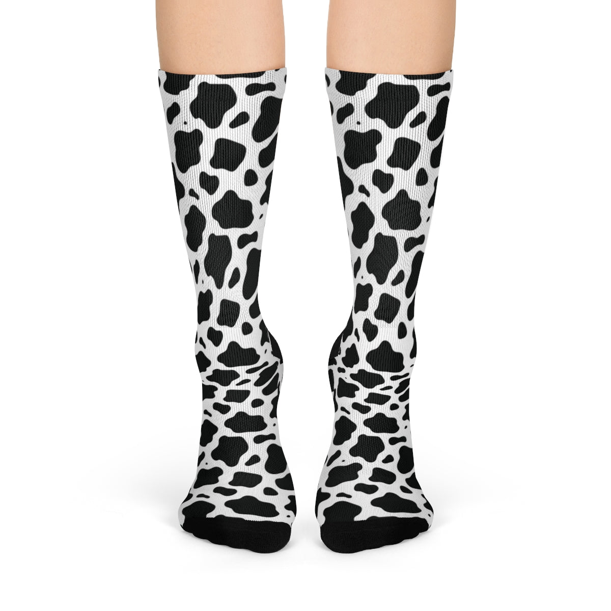 Cow Print Socks, Black White Crew 3D Sublimation Women Men Designer Fun Novelty Cool Funky Crazy Casual Unique Gift Starcove Fashion