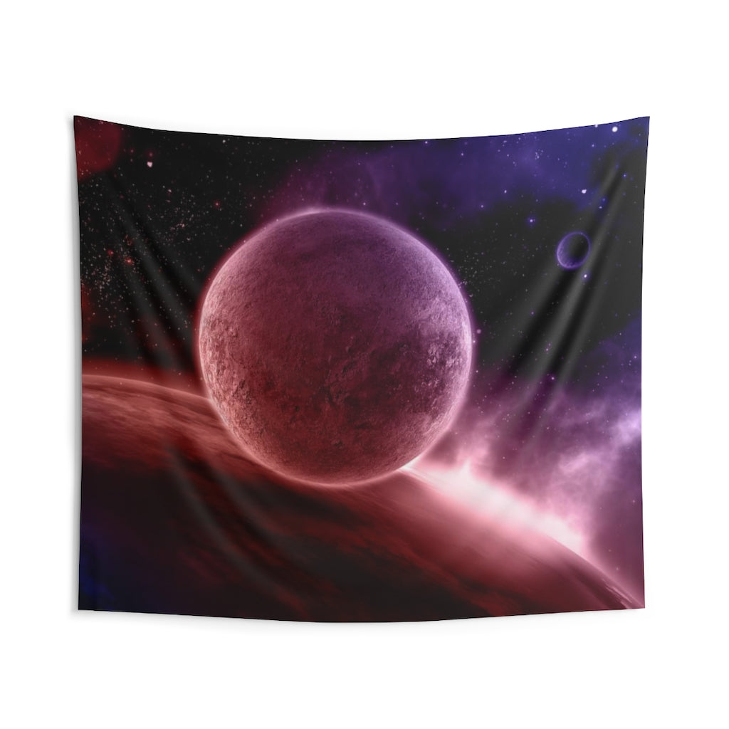 Full Moon Space Tapestry, Planets Galaxy Landscape Indoor Wall