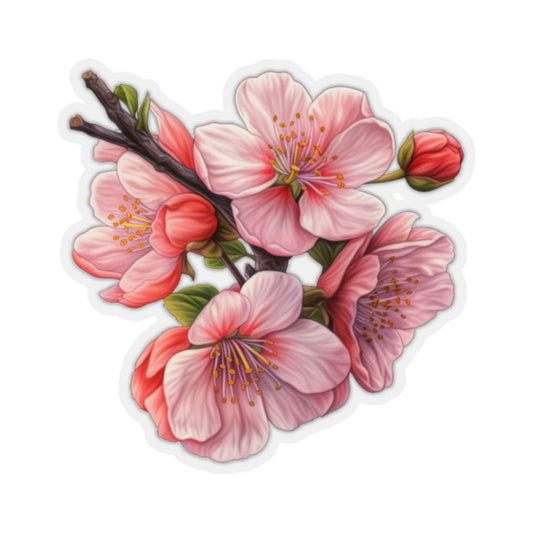 Cherry Blossom Sticker, Pink Flower Sakura Art Kawai Laptop Decal Vinyl Cute Waterbottle Tumbler Car Waterproof Bumper Aesthetic Wall Starcove Fashion
