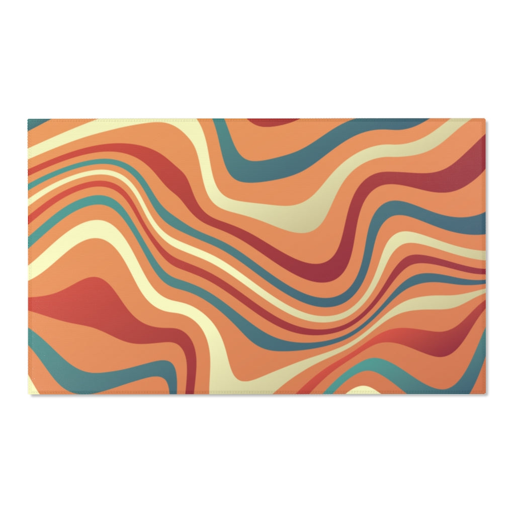 Groovy Wavy Area Rug Carpet, Retro Funky 70s Abstract Home Floor Decor 2x3 4x6 3x5 Designer Room Accent Decorative Patio Mat Starcove Fashion