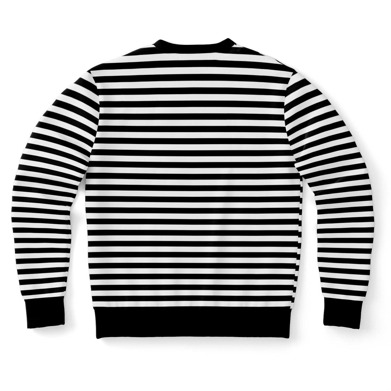 Striped Sweatshirt, Black White Crewneck Fleece Cotton Sweater