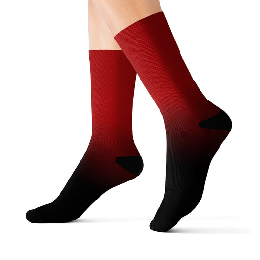 Black Red Ombre Socks, Tie Dye Crew 3D Sublimation Women Men Designer Fun Novelty Cool Crazy Casual Cute Unique Gift Starcove Fashion
