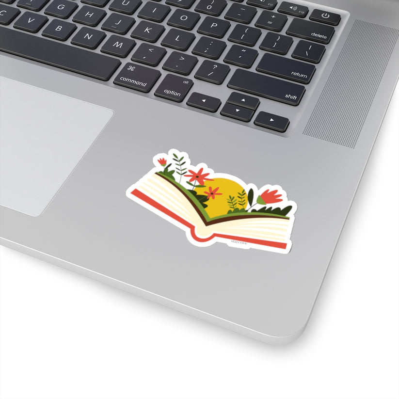 Flower Book Sticker, World Book Day Reading Library Laptop Decal Vinyl ...