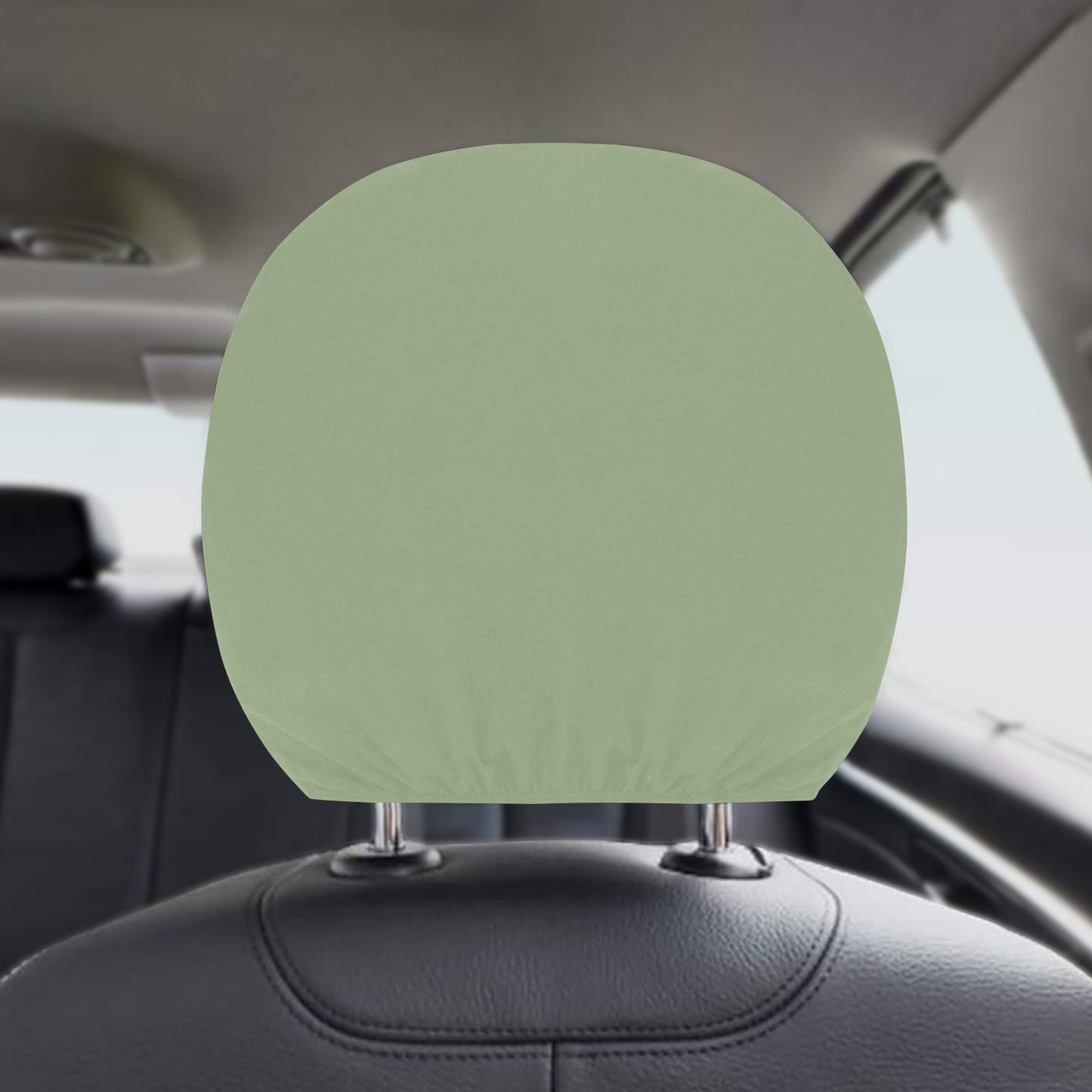 Sage Green Car Seat Headrest Cover (2pcs), Olive Black Truck Suv Van Vehicle Auto Decoration Protector New Car Gift Interior