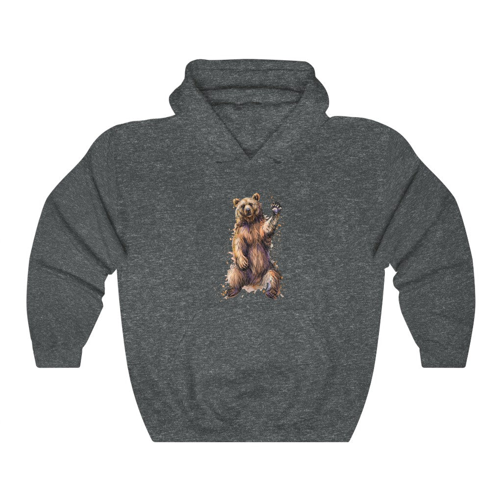 Brown Bear Hoodie, Friendly Animal Watercolor Y2k Pullover Men