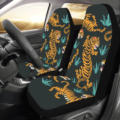 Tiger Car Seat Covers 2 pc, Animal Print Leopard Cheetah Pattern Front Seat Dog Vehicle SUV Universal Protector Accessory Men Women Starcove Fashion