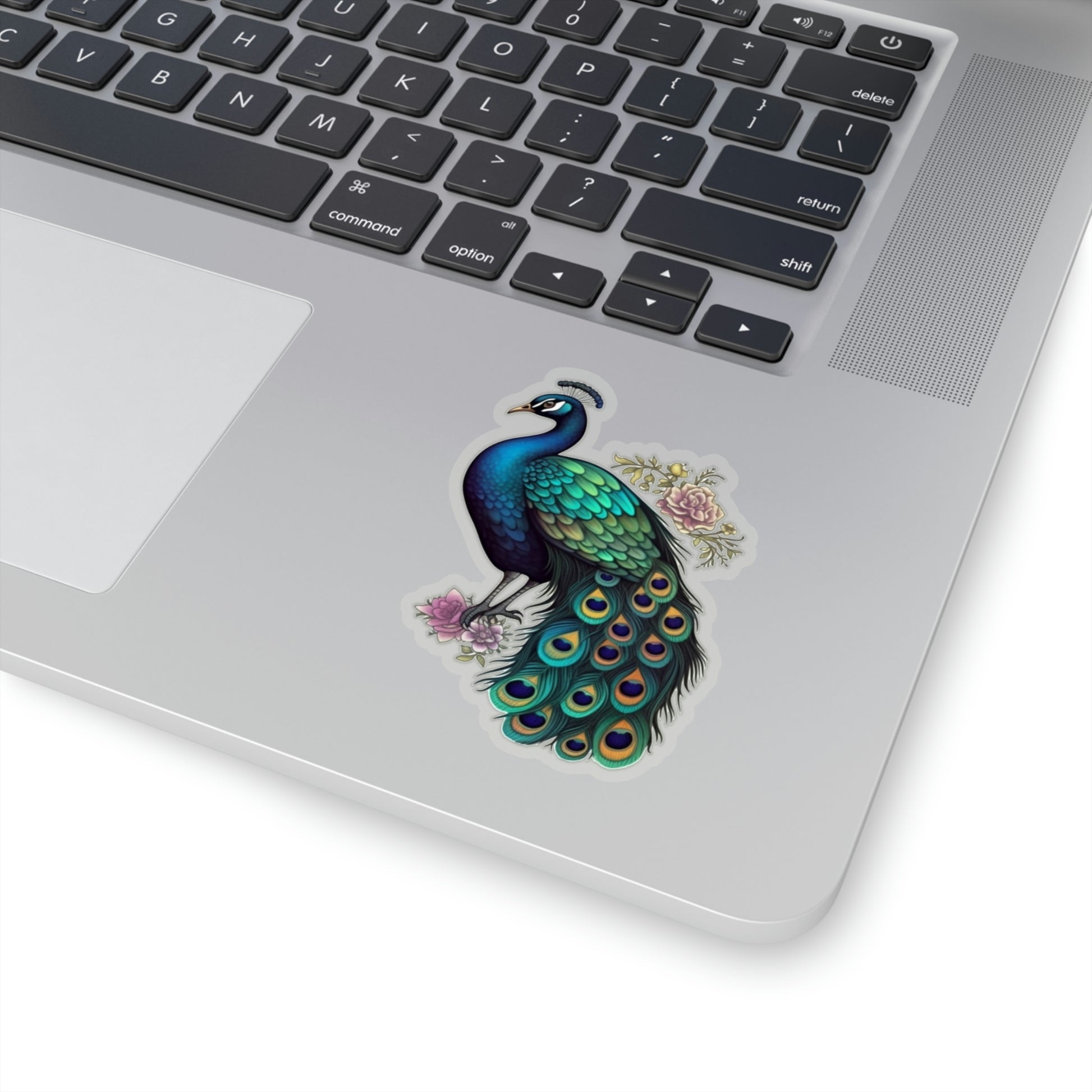 Peacock Sticker, Bird Floral Laptop Decal Vinyl Cute Waterbottle Tumbler Car Waterproof Bumper Transparent Die Cut Wall Mural Starcove Fashion