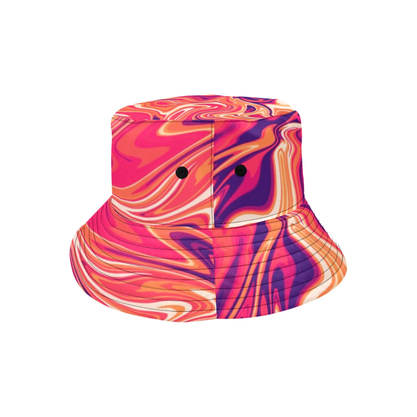 Psychedelic Bucket Hat, Red Funky Liquid Tie Dye Rave Retro Vintage Summer Festival EDM Women Men Designer Beach Sun Shade Y2K Cotton Twill Starcove Fashion