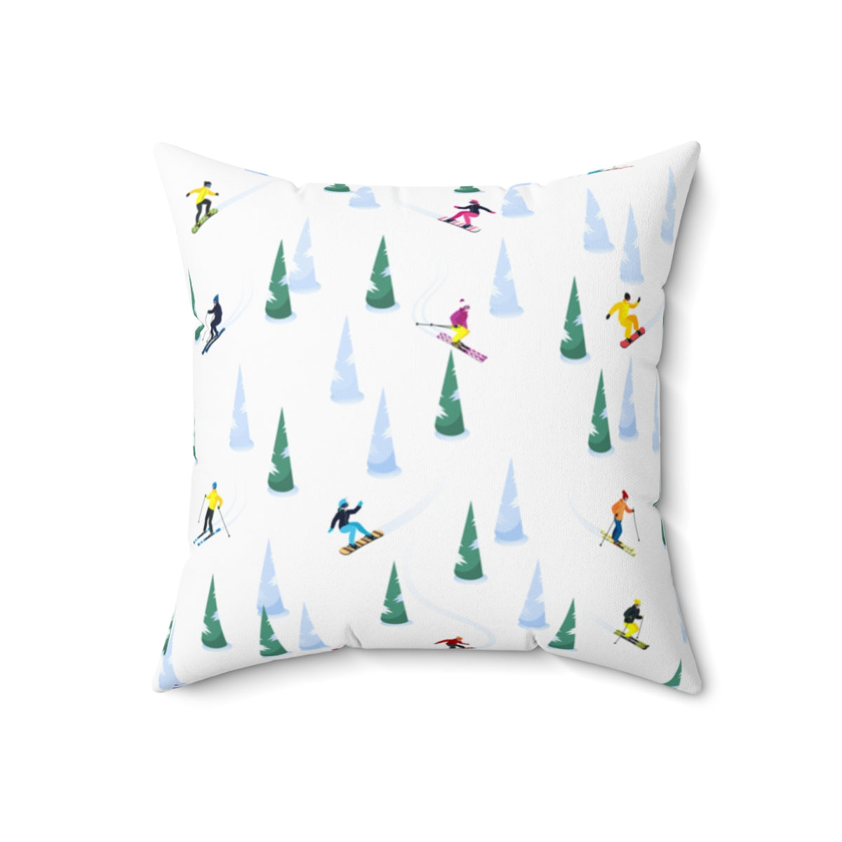 Ski Filled Pillow with Insert, Skiing Mountain Square Throw Decorative Room Winter Cabin Lodge Décor Floor Couch Cushion Starcove Fashion