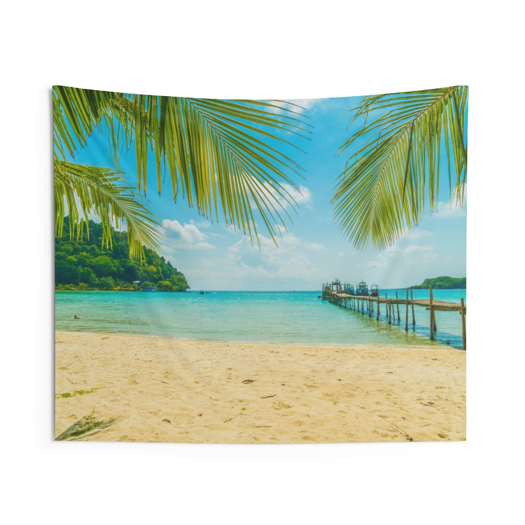 Beach Palm Tree Wall Tapestry, Ocean Tropical Landscape Indoor Wall Art Hanging Tapestries Large Small Decor Home Dorm Room Gift Starcove Fashion