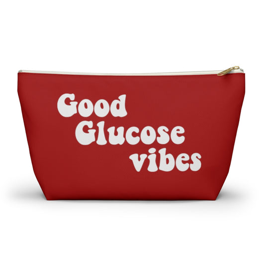 Good Glucose Vibes, Diabetes Supply Bag Diabetic Type 1 One, Type 2 Stuff Funny Awareness Travel Accessory Red Zipper Pouch w T-bottom Gift Starcove Fashion