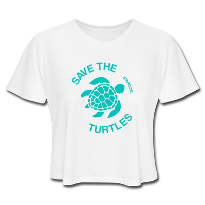 Save The Turtles Crop Top, Tortoise 90s Ocean Beach Sea Turtle, Adult Women's Cropped T-Shirt Starcove Fashion