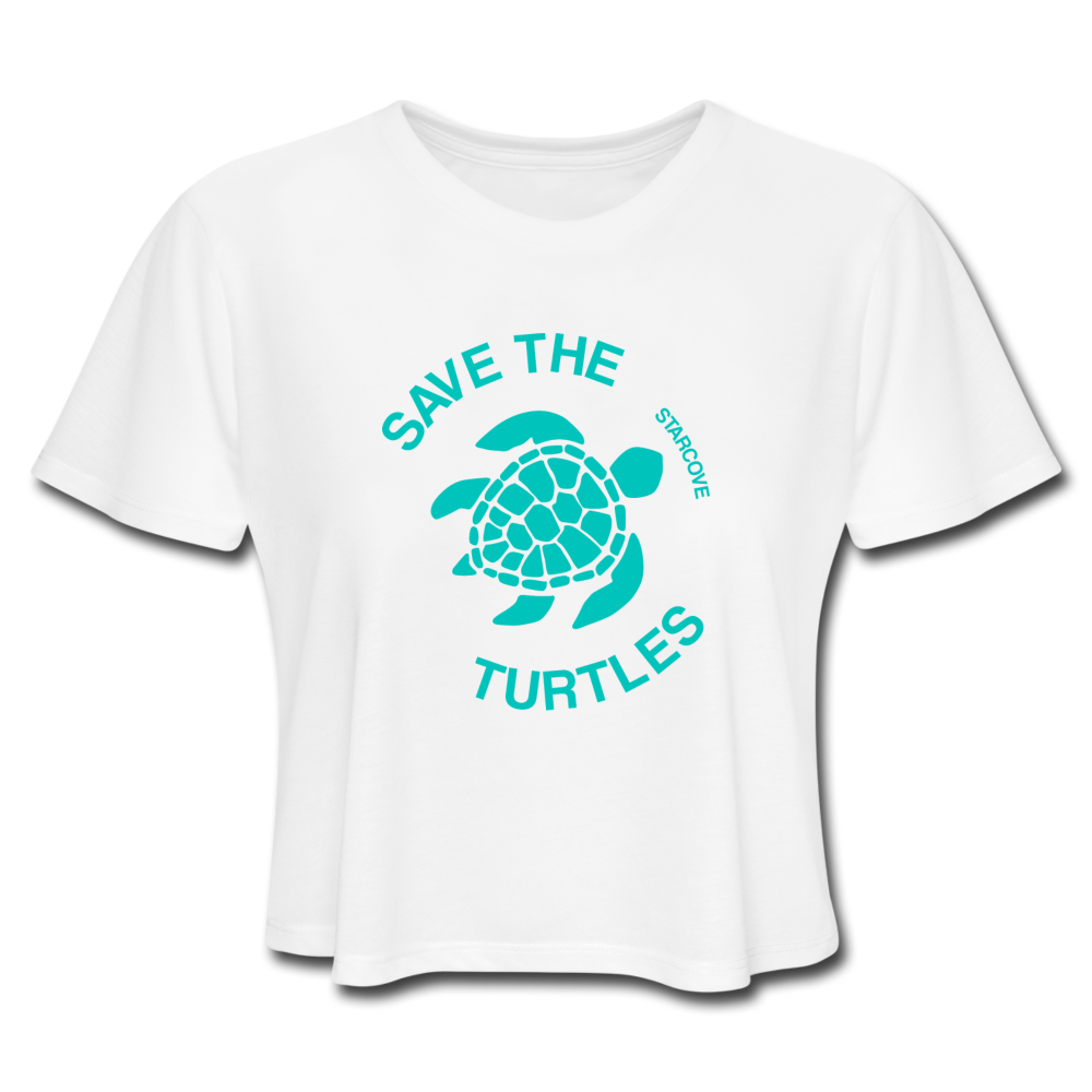 Save The Turtles Crop Top Women, Tortoise 90s Ocean Beach Sea Turtle Adult Graphic Festival Y2K Cropped T-Shirt Starcove Fashion