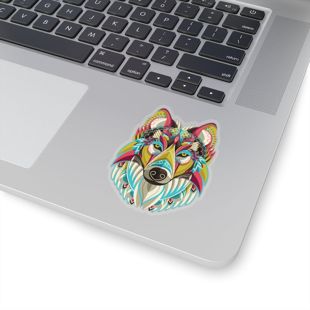 Wolf Head Sticker, Ornate Tribal Lone Animal Laptop Decal Vinyl Cute Waterbottle Tumbler Car Waterproof Bumper Aesthetic Die Cut Wall Mural Starcove Fashion