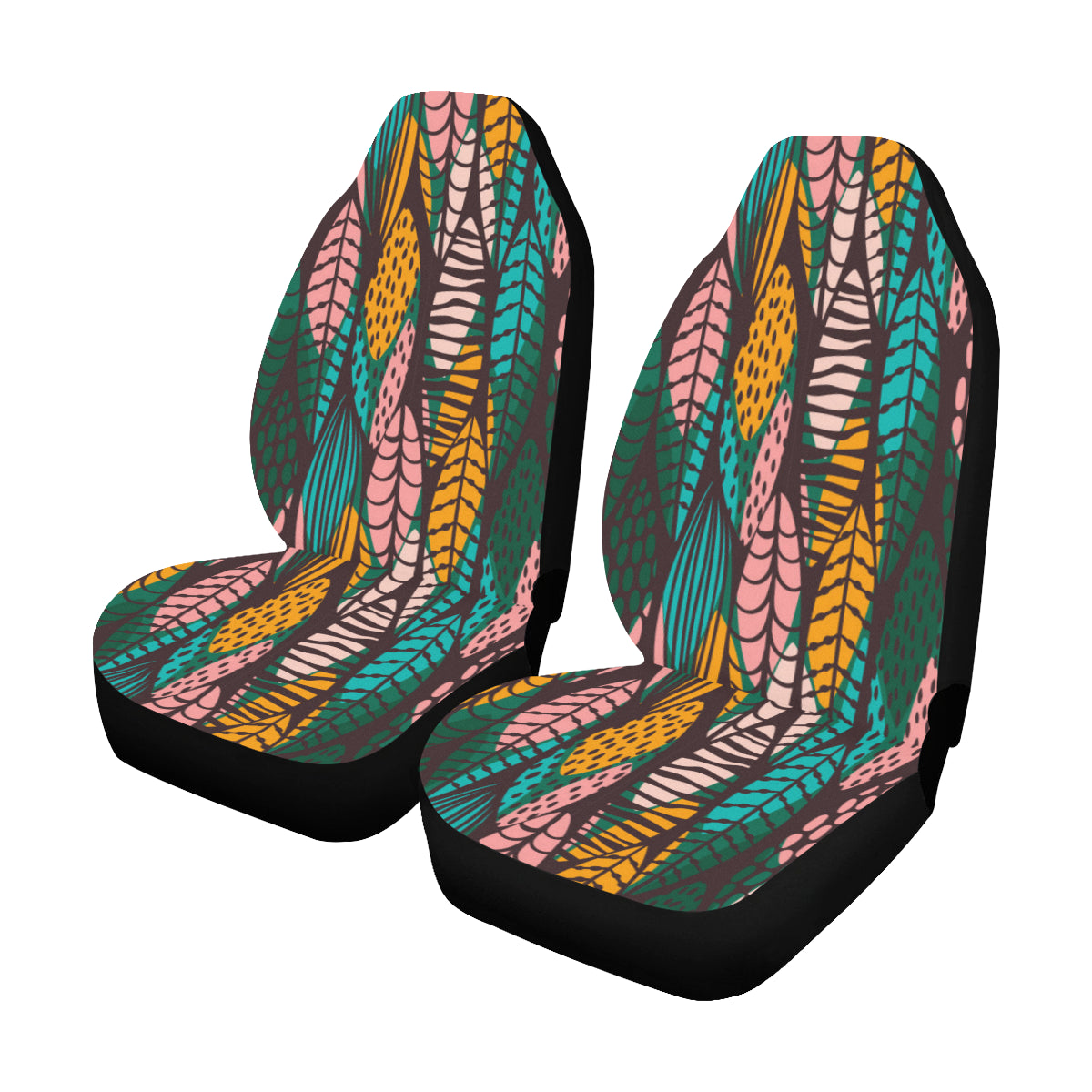 Surfing Boho Car Seat Covers 2 pc, Leaf Aztec Tribal Indian Pattern Bohemian Art Front Seat Covers, Car SUV Seat Protector Accessory Decor Starcove Fashion