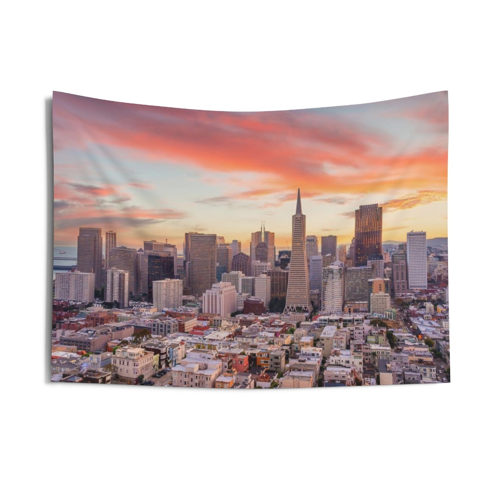 San Francisco City Skyline Tapestry, Landscape Indoor Wall Aesthetic Art Hanging Large Small Decor Home College Dorm Room Gift Starcove Fashion