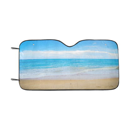 Ocean Beach Windshield Car Sun Shade, Tropical Sea Sand SUV Accessories Auto Protector Window Visor Screen Cover Blocker Decor