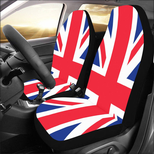 Union Jack Car Seat Covers 2 pc, UK Flag British Red White Blue United Kingdom Front Seat Covers SUV Van Truck Seat Protector Auto Accessory Starcove Fashion