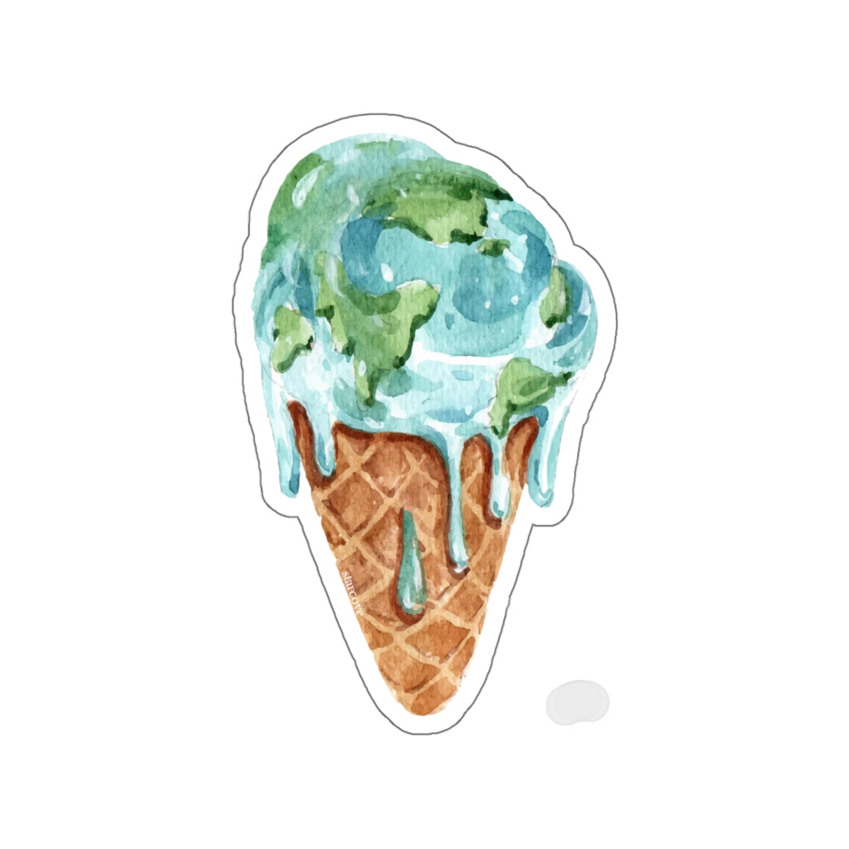 Melting Earth Ice Cream Cone Stickers, Climate Change Planet Global Warming Laptop Vinyl Cute Waterbottle Tumbler Car Bumper Aesthetic Decal Starcove Fashion