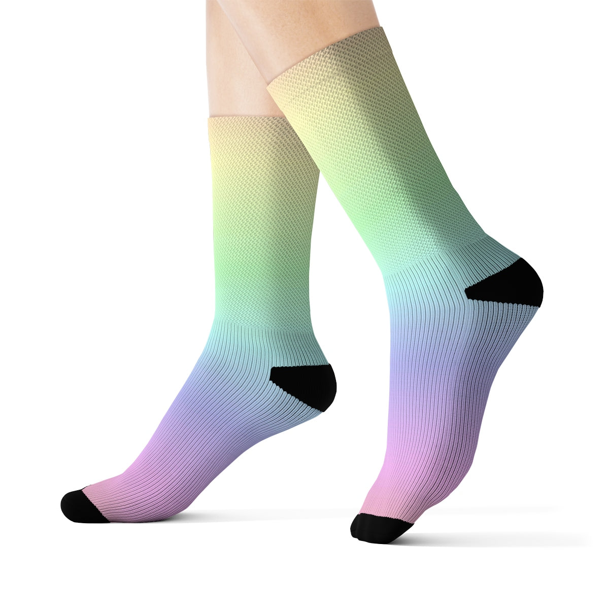 Pastel Rainbow 3D Socks, Ombre Gradient Tie Dye Kawaii Goth Pink Printed Sublimation Women Men Fun Novelty Cool Funky Crazy Gift Starcove Fashion